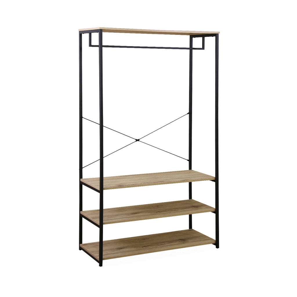 Mobile d'ingresso in metallo e legno con barra di sospensione, 3