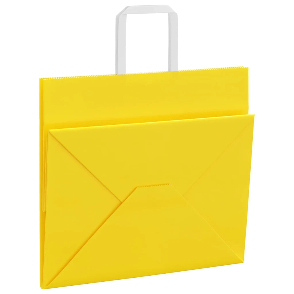 Sacchetti di Carta 250 pz con Manici Gialli 32x22x28 cm 4102016