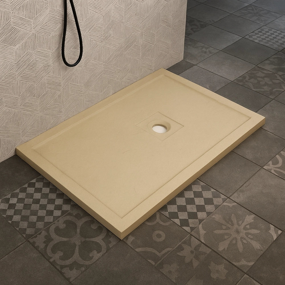 Piatto doccia cemento effetto pietra 80 x 100 cm spessore 4,8 cm antiscivolo *** colore- beige, confezione 1