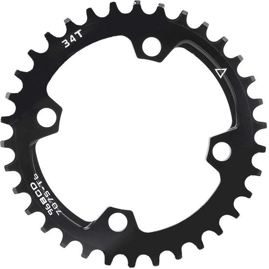 Foglio catena bicicletta - Aluminium - Nero - 96BCD - Adatto per mountain bike - 32T, 34T, 36T
