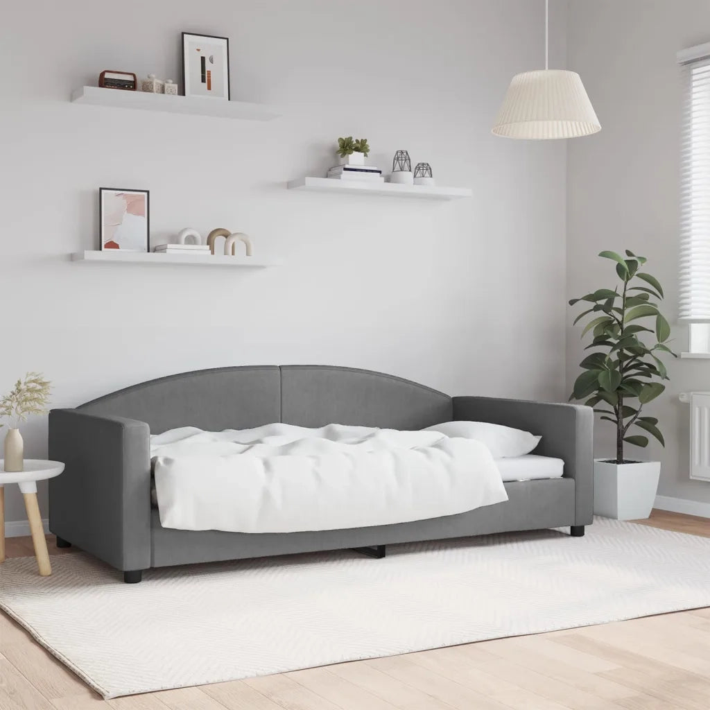 Letto singolo | Letto per adulti | Letto da Giorno Grigio Scuro 90x190 cm in Tessuto