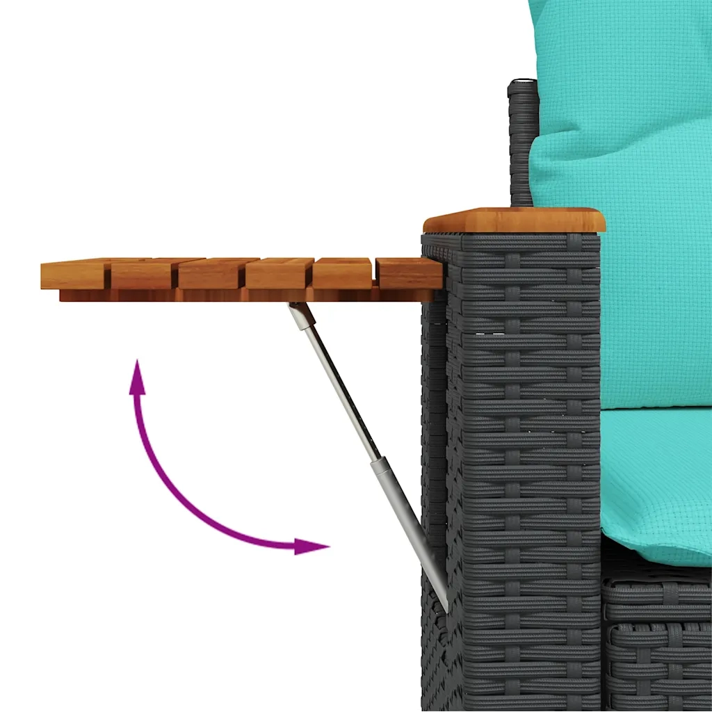 Set Divani da Giardino 5 pz con Cuscini Nero in Polyrattan