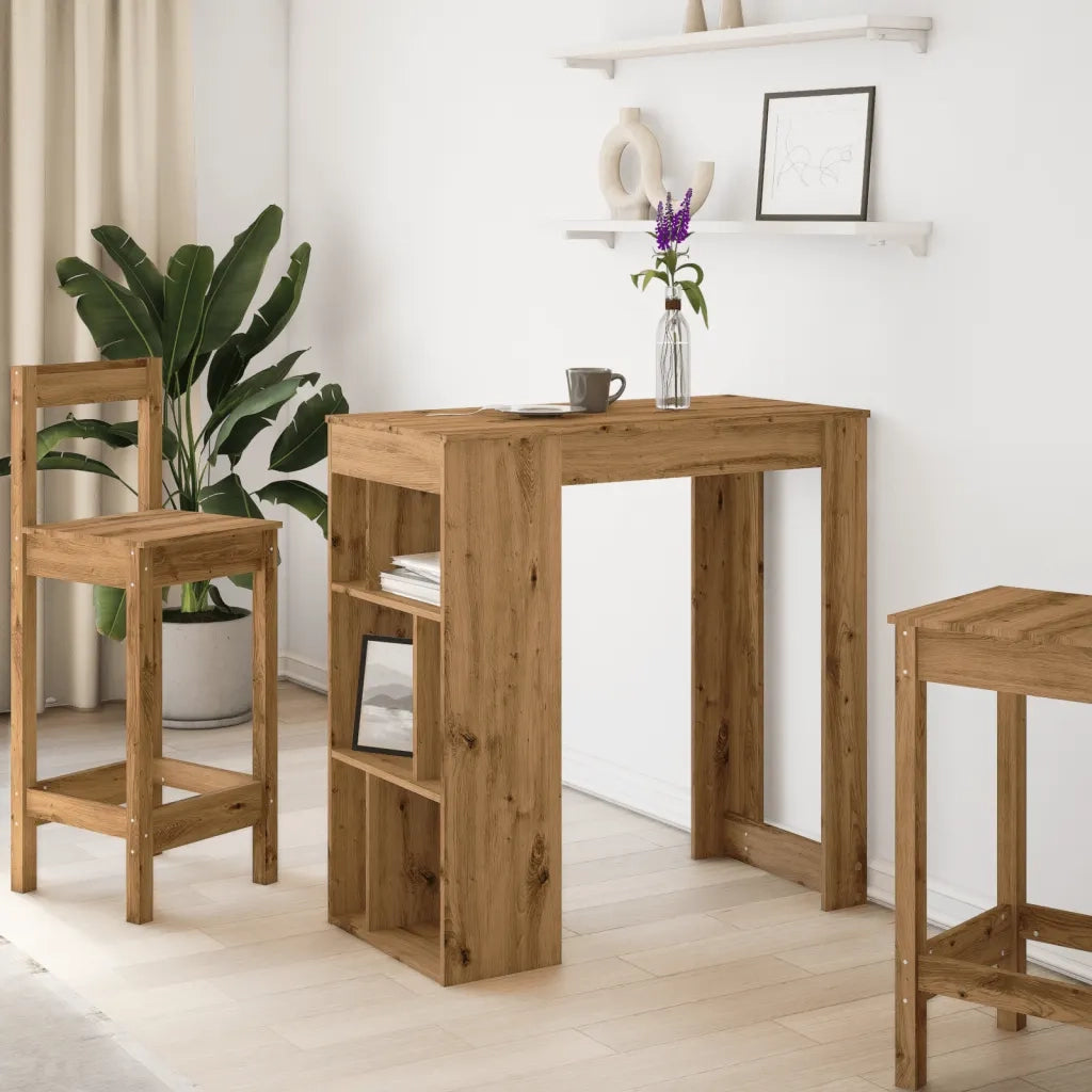Tavolo Bar con Rastrelliera Rovere 102x50x103,5 cm Multistrato