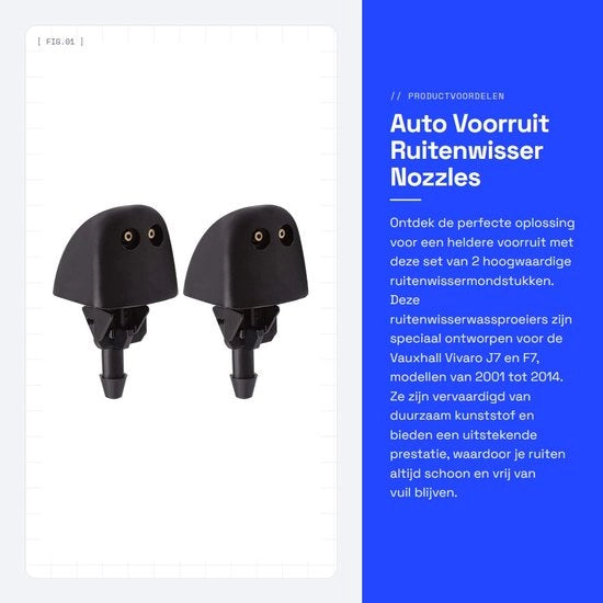 Riduttore di parabrezza monoblocco - 2X atomizzatore per parabrezza - plastica - compatibile con Vauxhall Vivaro J7/F7 2001-2014 - leggero - installazione facile - atomizzatore