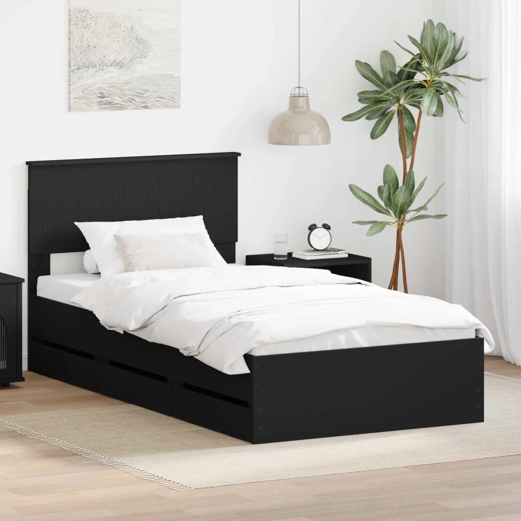 Struttura del letto Nero 100 x 200 cm Legno Ingegnerizzato