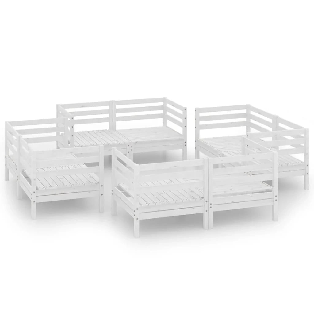 Set di mobili da giardino mobili da esterno 8 pezzi bianco legno di pino massiccio 02_0017775
