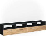 Mobile tv Diego, Antracite, 190 x 38 cm, adatto come supporto TV con ripiani aperti