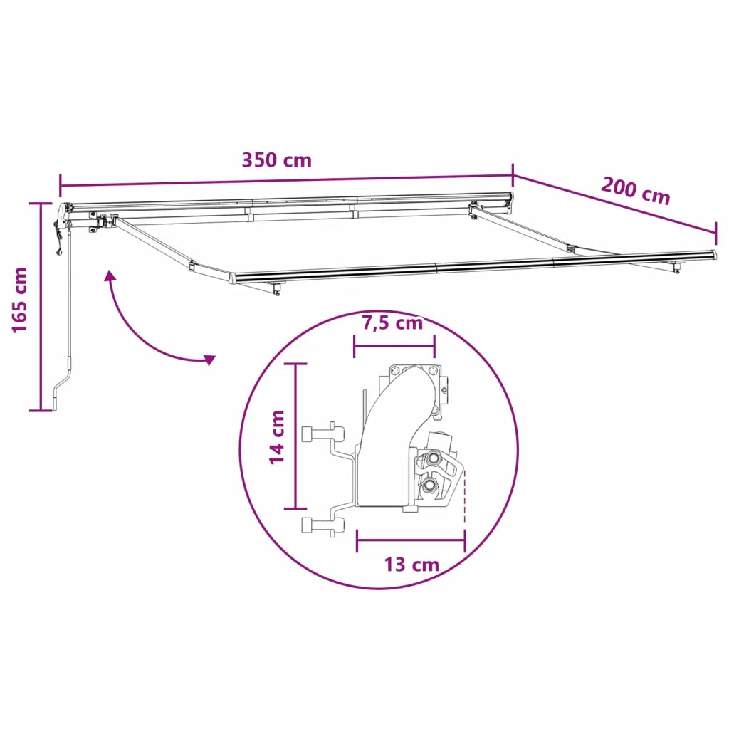 Tenda Retrattile Sabbia 3,5 x 2 m Tessuto 3425755