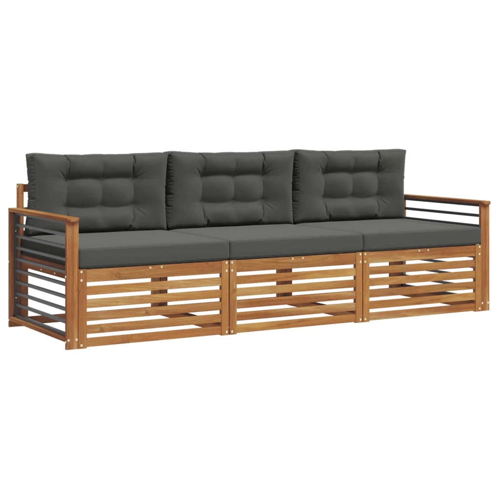 Set di divani da esterno con cuscino 3 pcs Naturale e Antracite