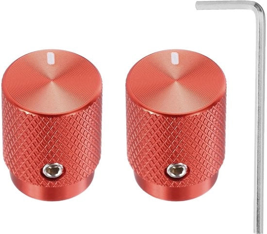 Potenziometri in Alluminio - Regolatori di Volume Universali - Rosso - Per Chitarra e Basso - Set di 2 - 6mm ID
