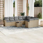 Set Divano da Giardino 10 pz con Cuscini Beige in Polyrattancod mxl 116680