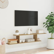 Scaffale TV Parete Rovere Artigianale 125x18x23 cm Truciolato