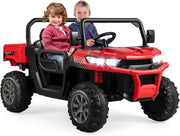 12V Auto Elettrico per Bambini, Trattore Elettrico con Scatola di Scarico, Macchina Elettrica con Pala Telecomando e Musica, Regalo per Bambini 3-8 Anni, 3-8 km/h (Rosso)