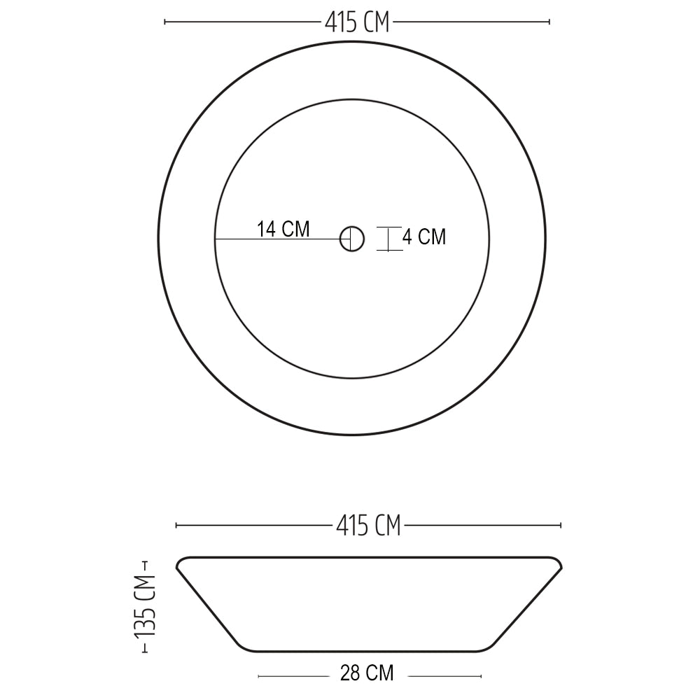 Lavabo da appoggio ceramica bianco tondo lavandino bagno 41,5x41,5x13,5 cm *** finitura- opaco, confezione 1
