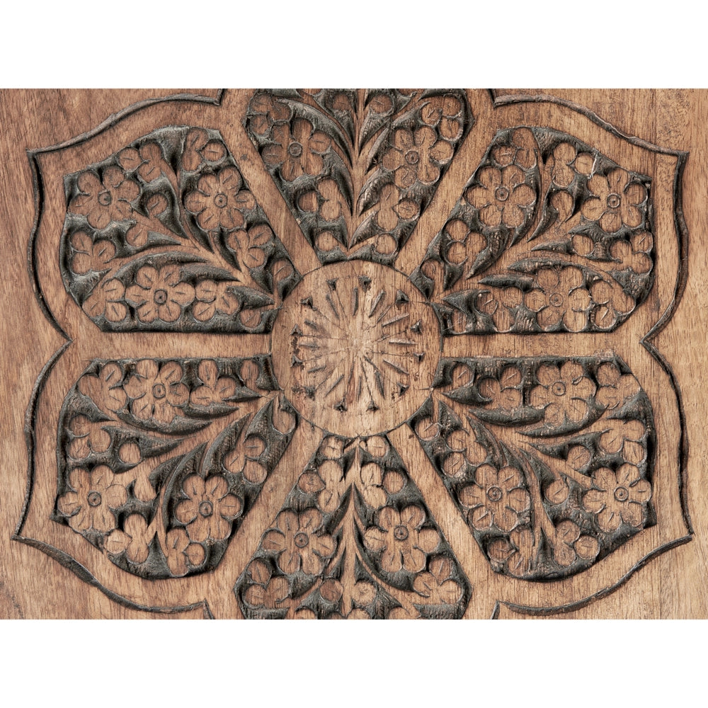 Set di 2 tavolini in legno di mango scuro Tavolino decorativo per il caffè Piccolo arredamento per il soggiorno Design orientale