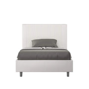 Letto una piazza e mezza contenitore imbottito 130x200 similpelle bianco Goya