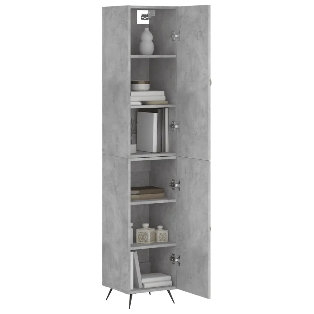 Credenza | Madia | Buffet da pranzo | Armadio da pranzo Grigio Cemento 34,5x34x180 cm in Legno Multistrato