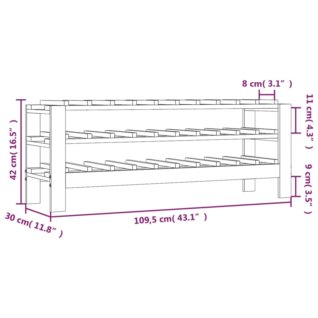Portavini 109,5x30x42 cm in Legno Massello di Pino 822551