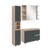 Vicco Set mobili bagno Sonoma 3 parti, con armadio alto