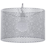 Lampada a Sospensione a Sospensione a Forma di Tamburo in Metallo Grigio con Paralume Tondo Cilindrico Novità Moderna