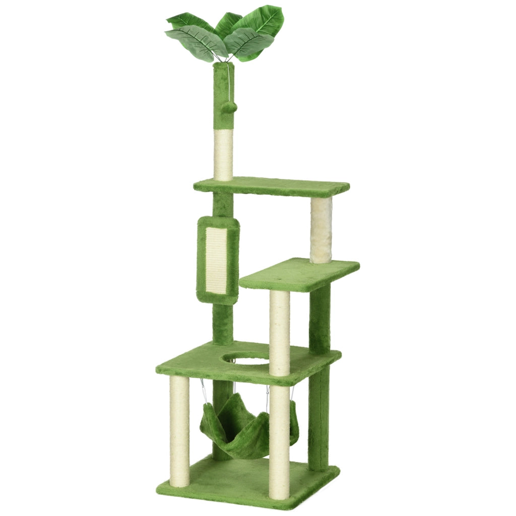 Tiragraffi Albero per Gatti con Amaca e Pallina ¨C zephmum ¨C Verde Sisal 49x49x142