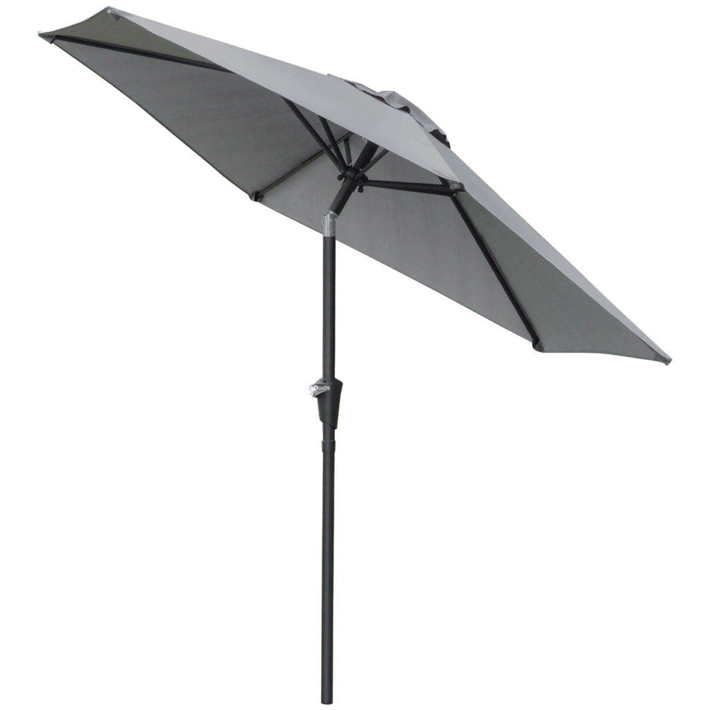 Ombrellone da Giardino Inclinabile con Apertura a Manovella e 6 Stecche 2,3x2m  Grigio
