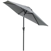 Ombrellone da Giardino Inclinabile con Apertura a Manovella e 6 Stecche 2,3x2m  Grigio