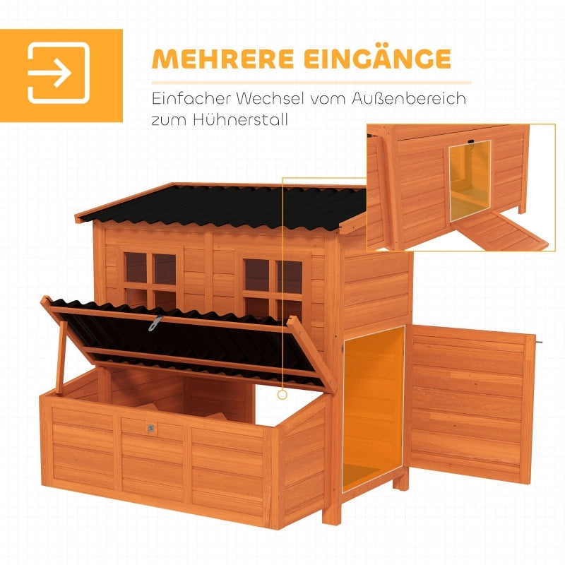 GALLINARIO per 4-6 galline 100x86x100 cm legno di abete e plastica arancione