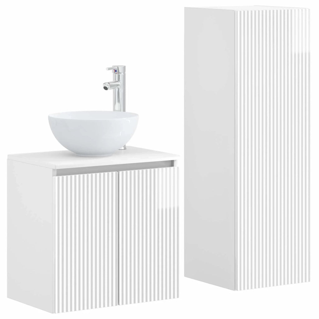 Set di mobili per il bagno 2 pz Bianco Lucido 3406117