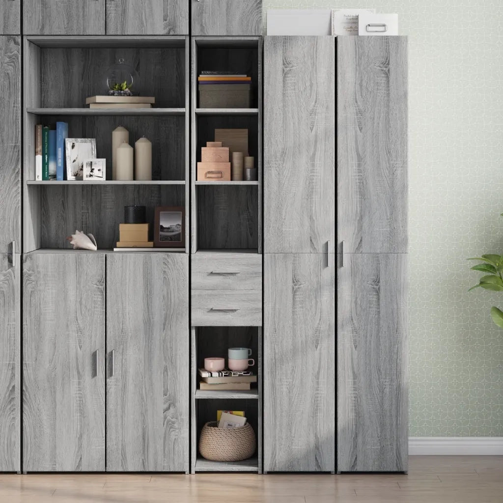 Credenza-Buffet-Armadio da cucina Grigio Sonoma 30x42,5x185 cm in Legno Multistrato 788715