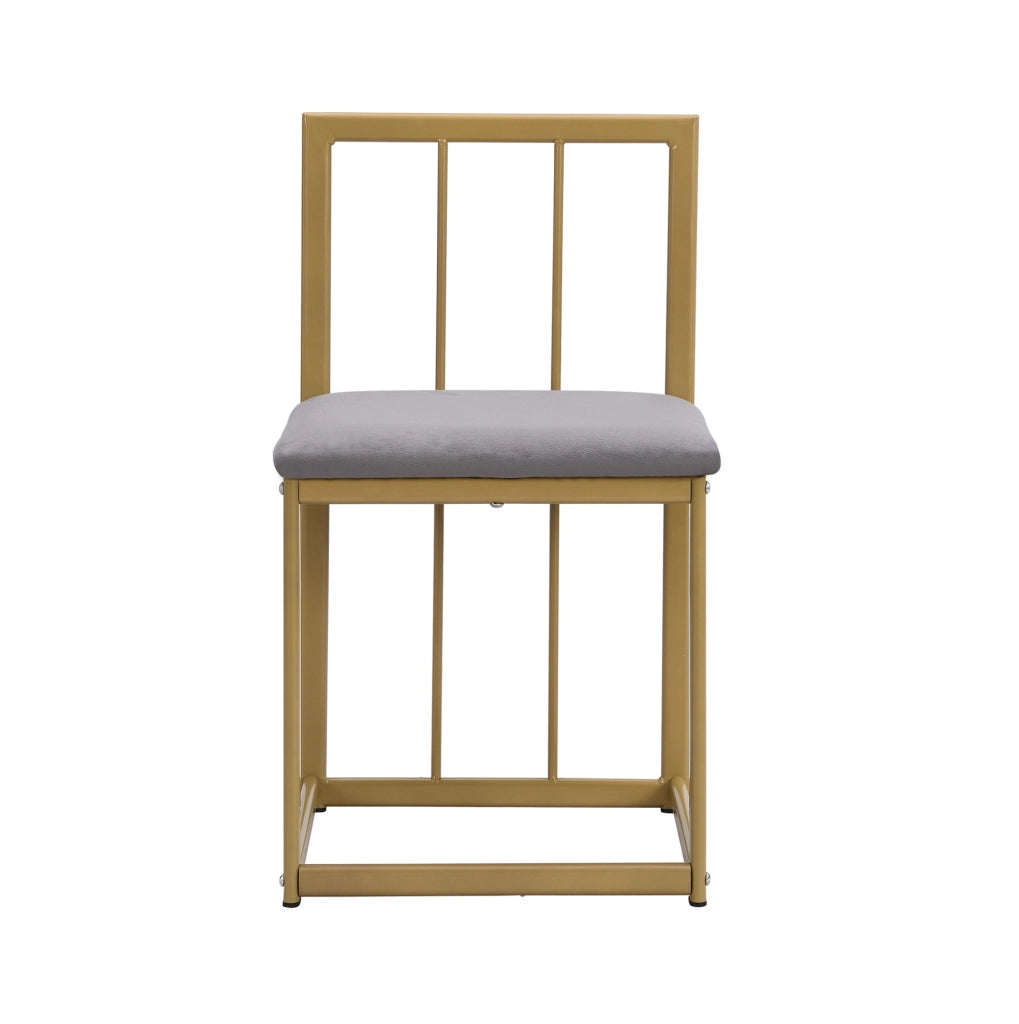 Set tavolo da pranzo; 6 sedie; struttura in ferro dorato; MDF; oro
