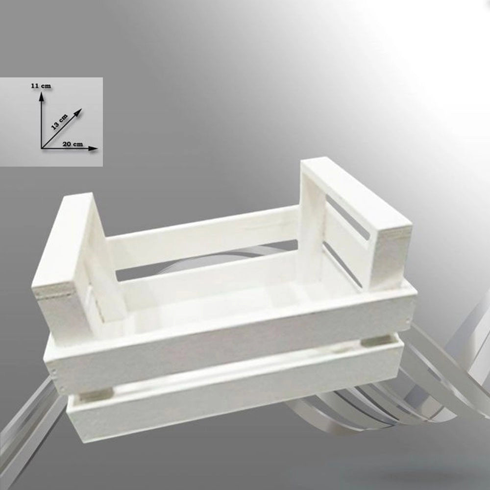 Trade Shop - Cassetta Cassettina Porta Oggetti Legno Rettangolare Decorazione 11x13x20 Cm - Bianco