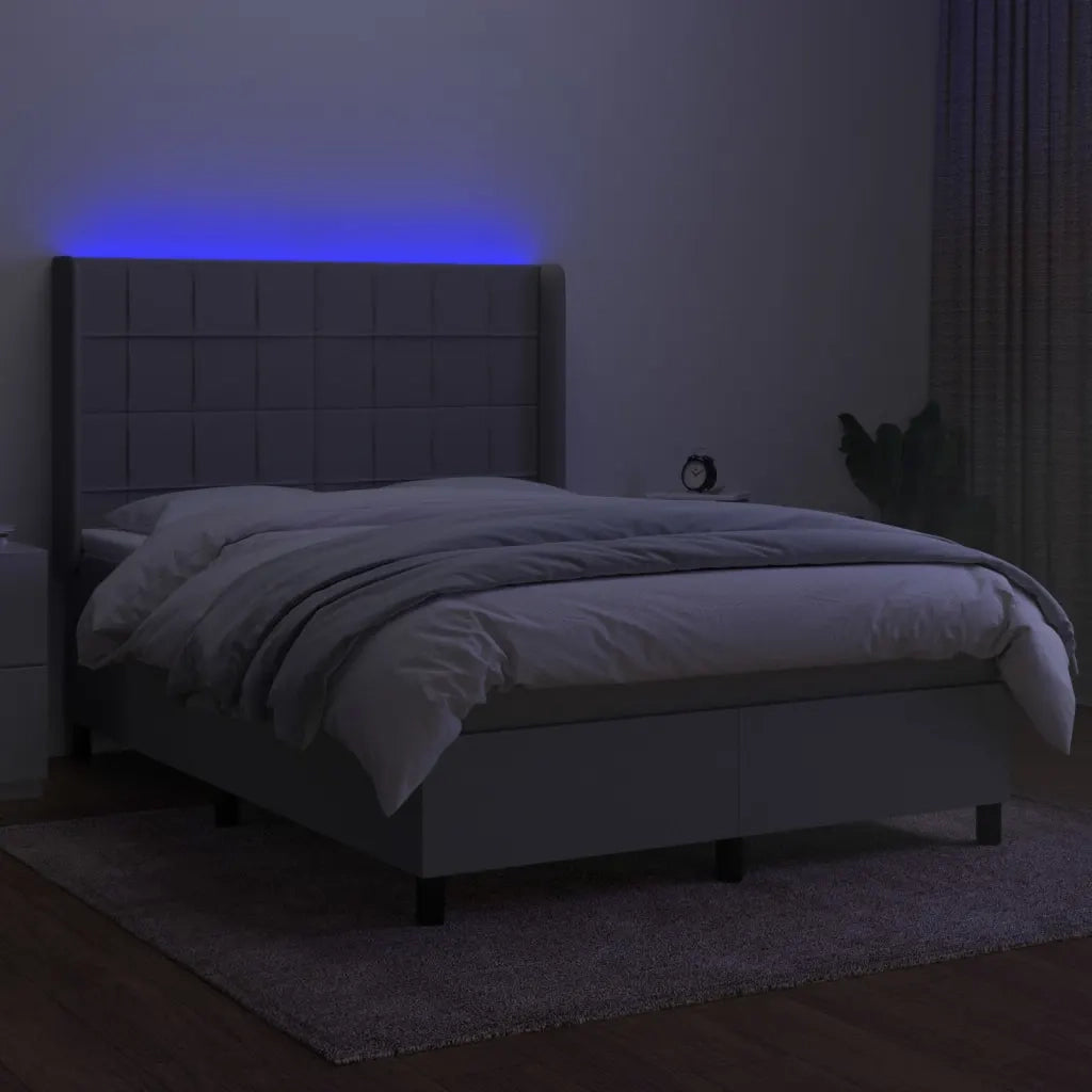 Letto a Molle Materasso e LED Grigio Chiaro 140x200 cm Tessuto 3138317