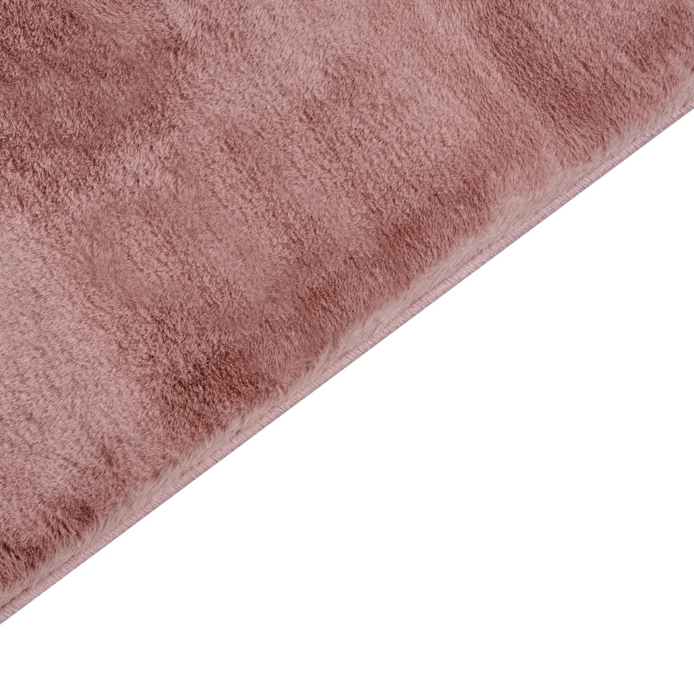 Tappeto Shaggy Artificiale di Coniglio in Pelliccia Ecologica Morbido e Soffice 80 x 150 cm Rosa