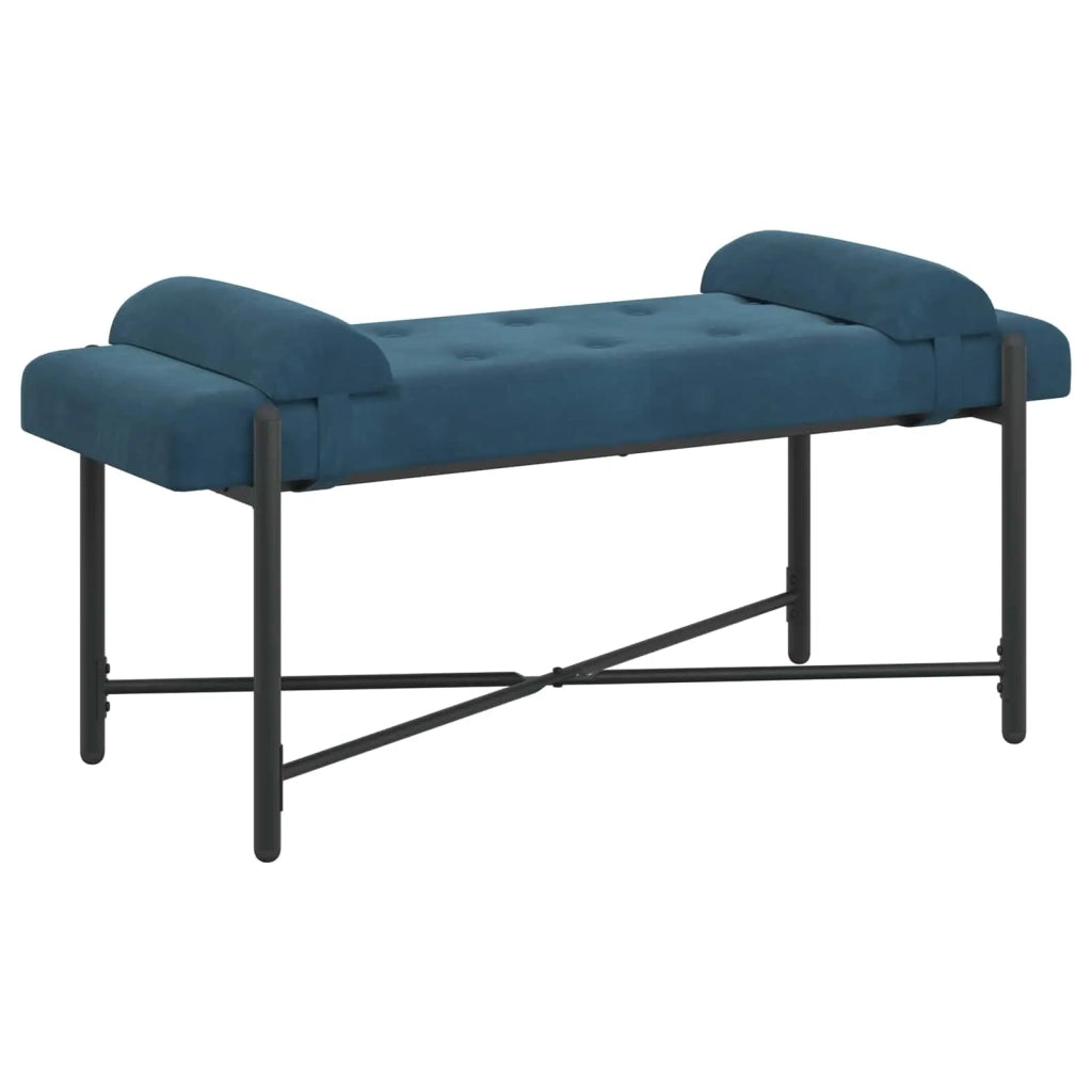 Panchina con bottoni e cuscini Blu 110 x 40 x 46 cm Velluto 42038394