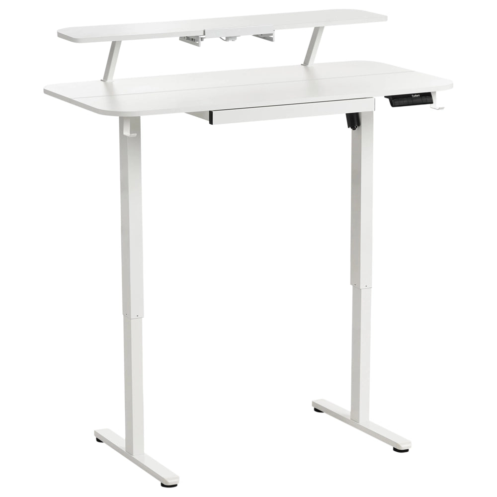 Scrivania elettrica regolabile Piano bianco Struttura e gambe in acciaio bianco 120 x 60 Stand and Sit Home Office Stand and Sit Tappetino per mouse Design scandinavo moderno
