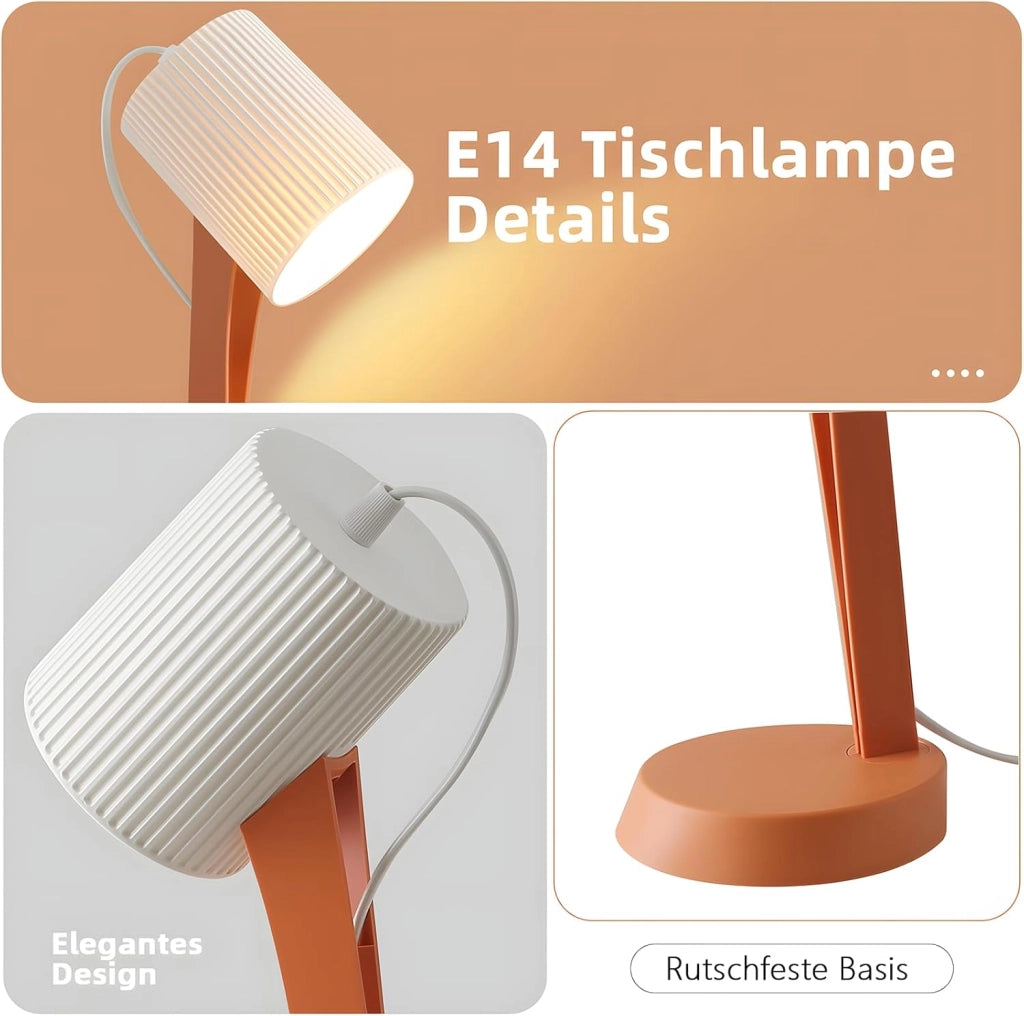 ZMH Lampada da Tavolo Arancione E14 Moderno Stile Country per Sala da Pranzo Senza Lampadine Set di 2 Pezzi