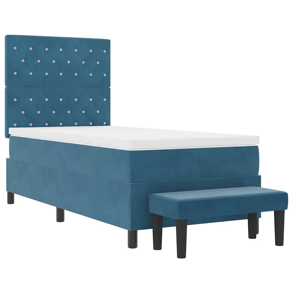 Letto a molle con materasso Blu scuro 100 x 200 cm Velluto 3344430