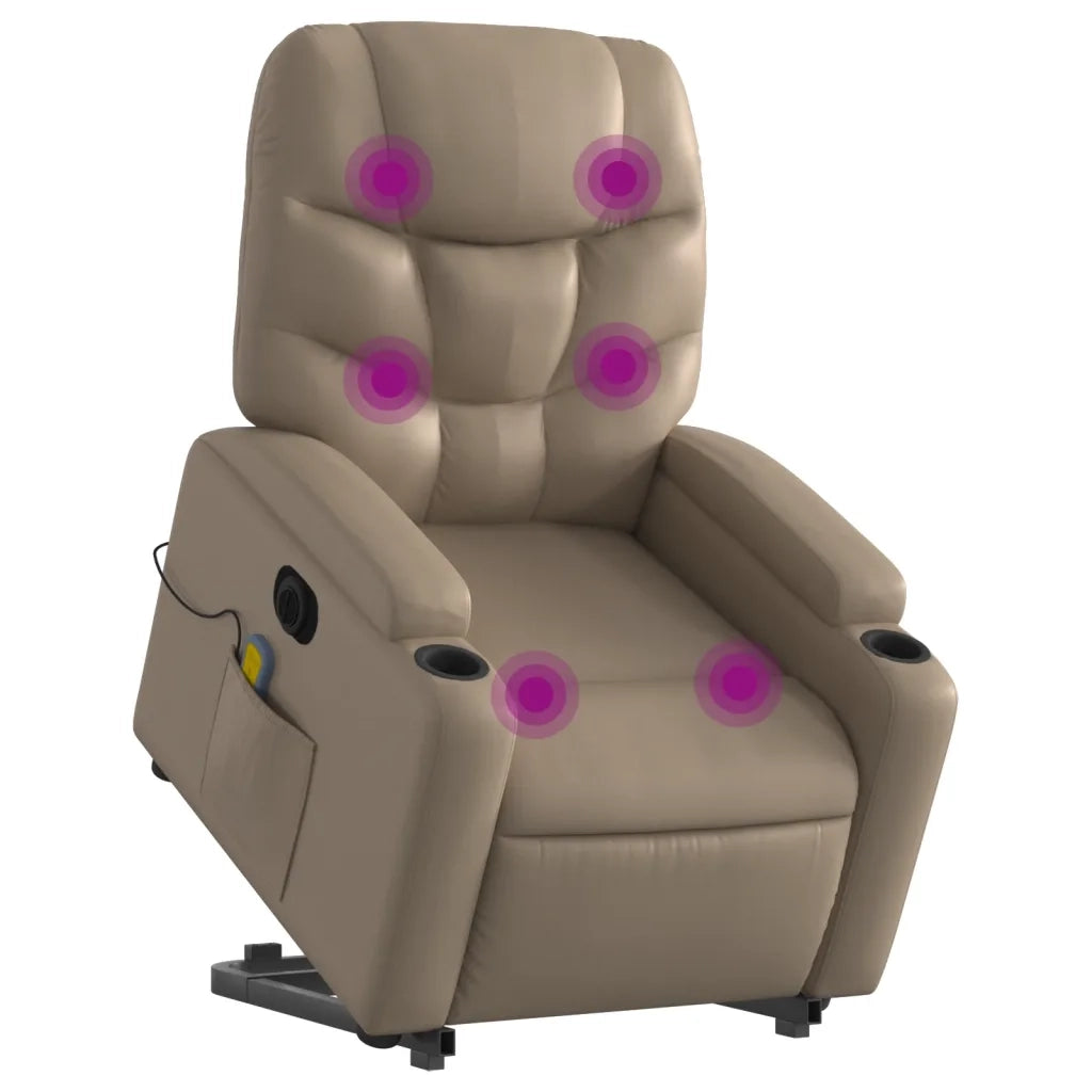 Poltrona Alzapersona Massaggio Elettrica Cappuccino Similpelle 3204685