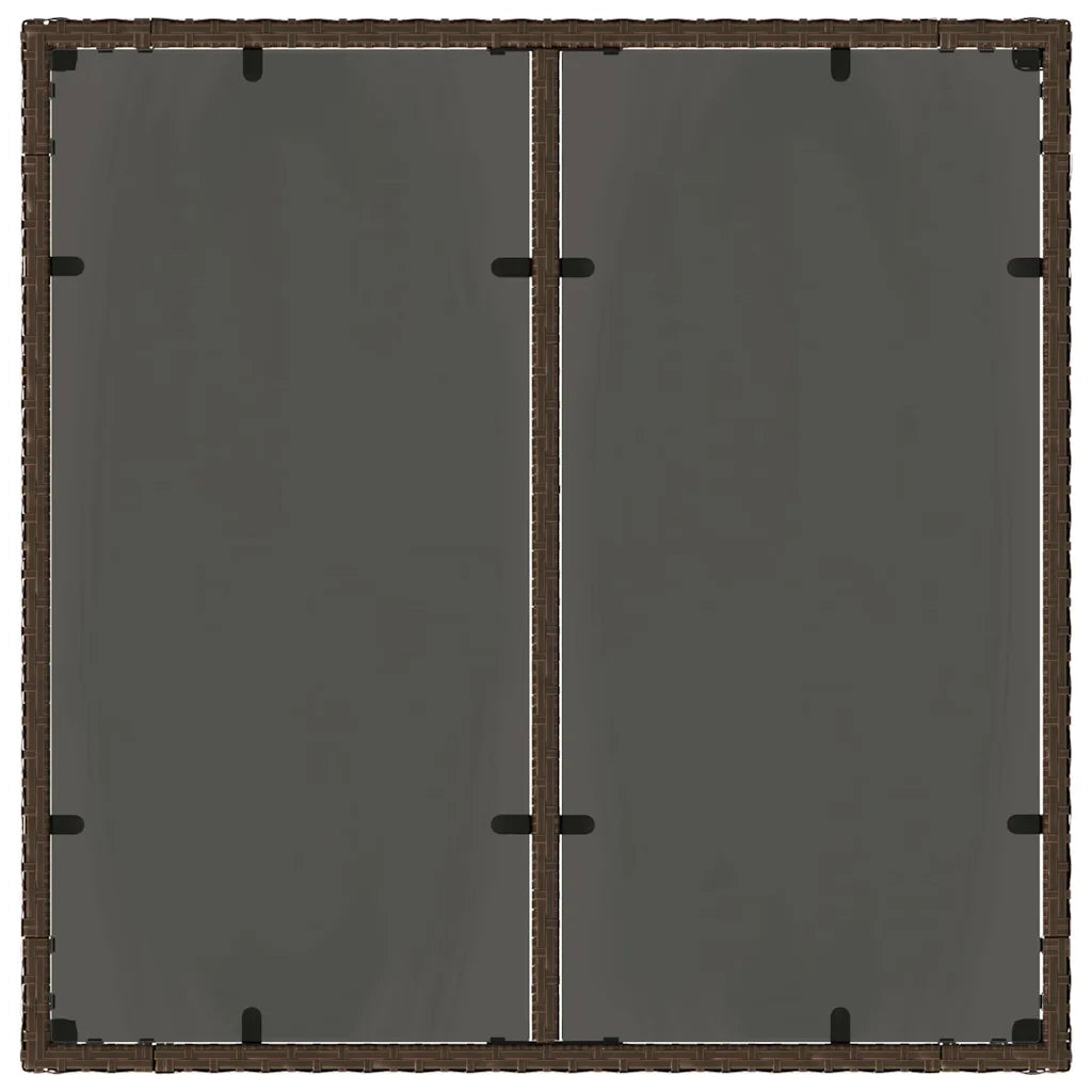Tavolo da Giardino Piano in Vetro Marrone 90x90x75cm Polyrattan