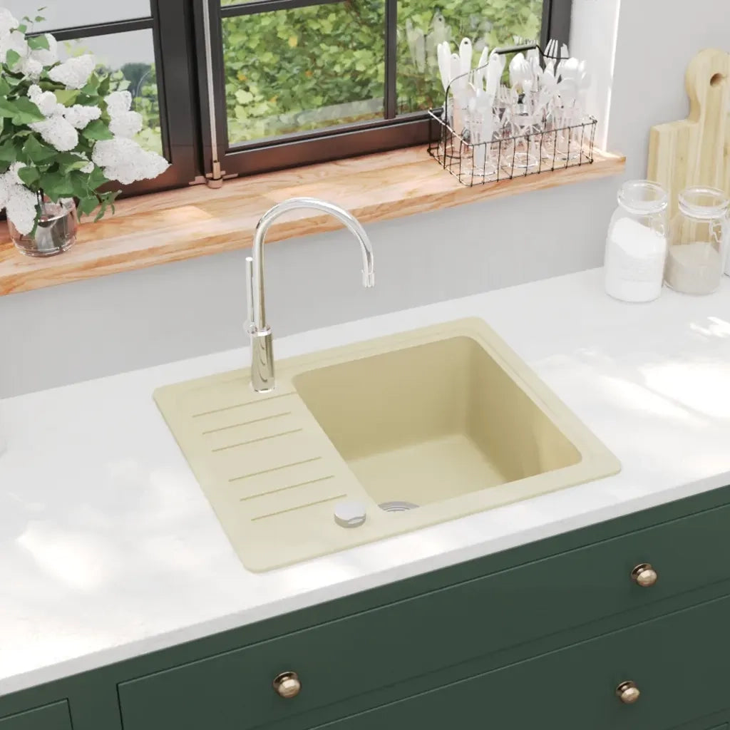 Lavello da Cucina in Granito Vasca Singola Beige CFW1577245