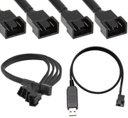 Cavo di alimentazione per ventilatore PC 12 V step-Up con connettore USB a 4 pin maschio e 3 connettori a 3 pin con alimentazione da 12 polliche (55 cm)