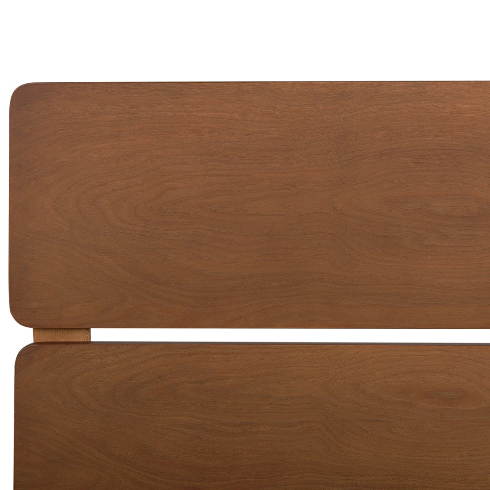 Letto in marrone scuro UE matrimoniale 180 x 200 cm con testiera a doghe Stile rustico minimalista con LED