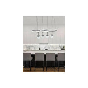 Trade Shop - Lampadario A Led Curve Bianco 4 Punti Luce 68 Watt Luce 3000k 4000k 6500k Lp-24b -