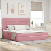 Letto con contenitore e materasso Rosa 200 x 200 cm Velluto