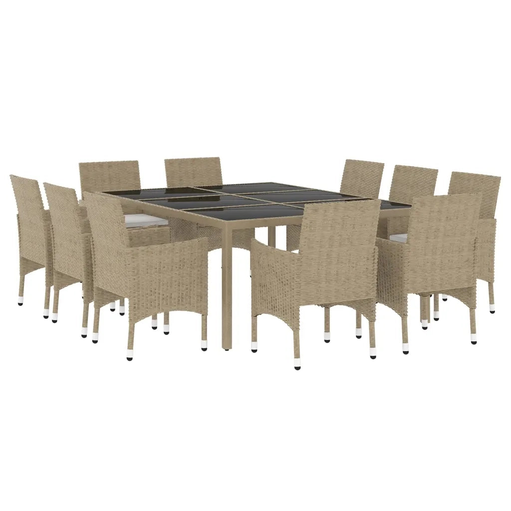 Set da Pranzo per Giardino 11 pz in Polyrattan Beige cod mxl 37948