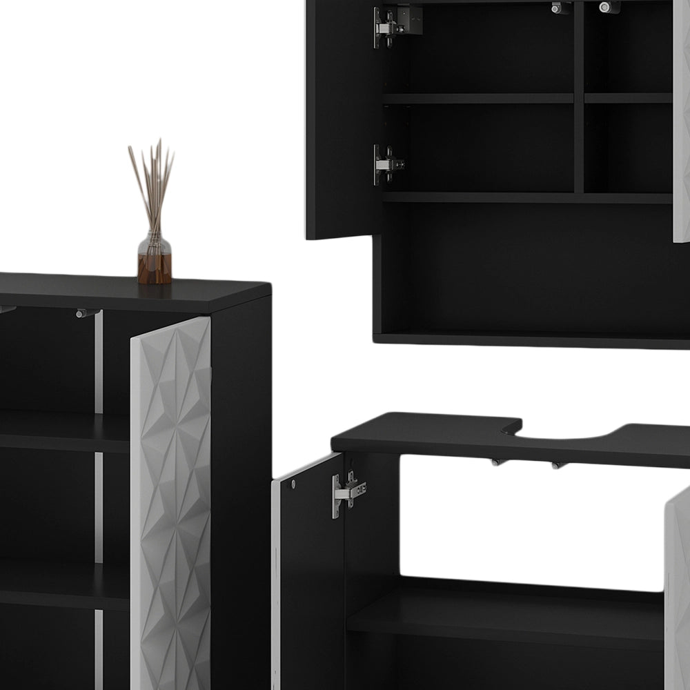 Vicco Set di mobili da bagno Nero 3 parti