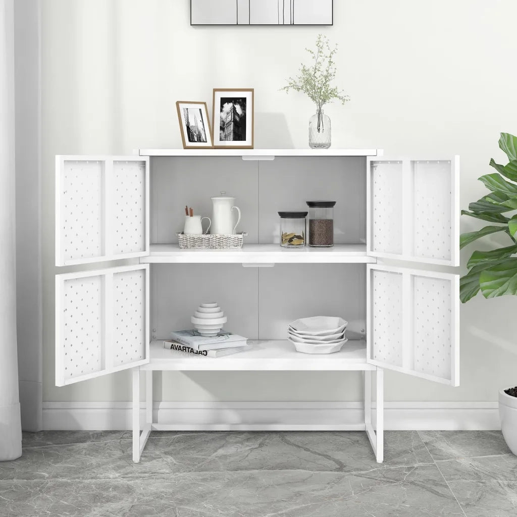 Credenza Alta Bianca 80x35x100 cm in Acciaio cod mxl 42764