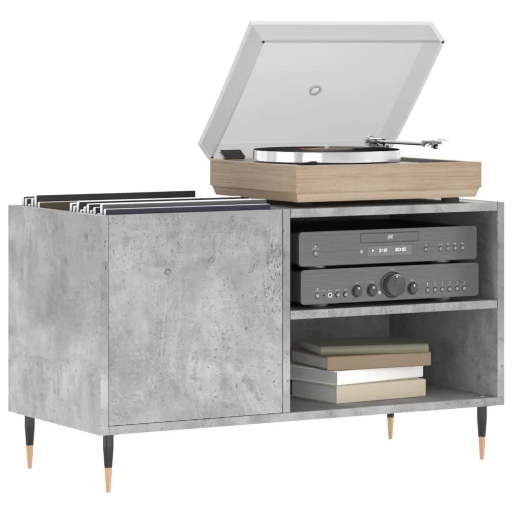 Mobile Porta Dischi Grigio Cemento 85x38x48cm Legno Multistrato 831696