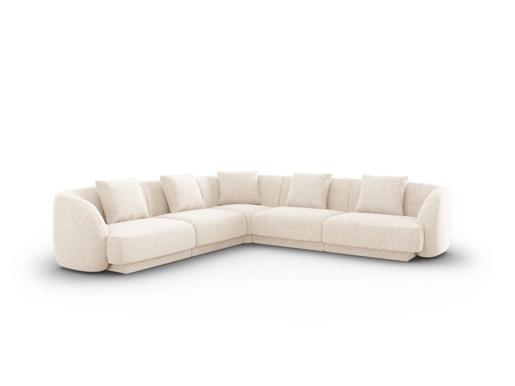 Cosmopolitan Design - Divano angolare reversibile "Tulum" 5 posti in ciniglia beige chiaro 